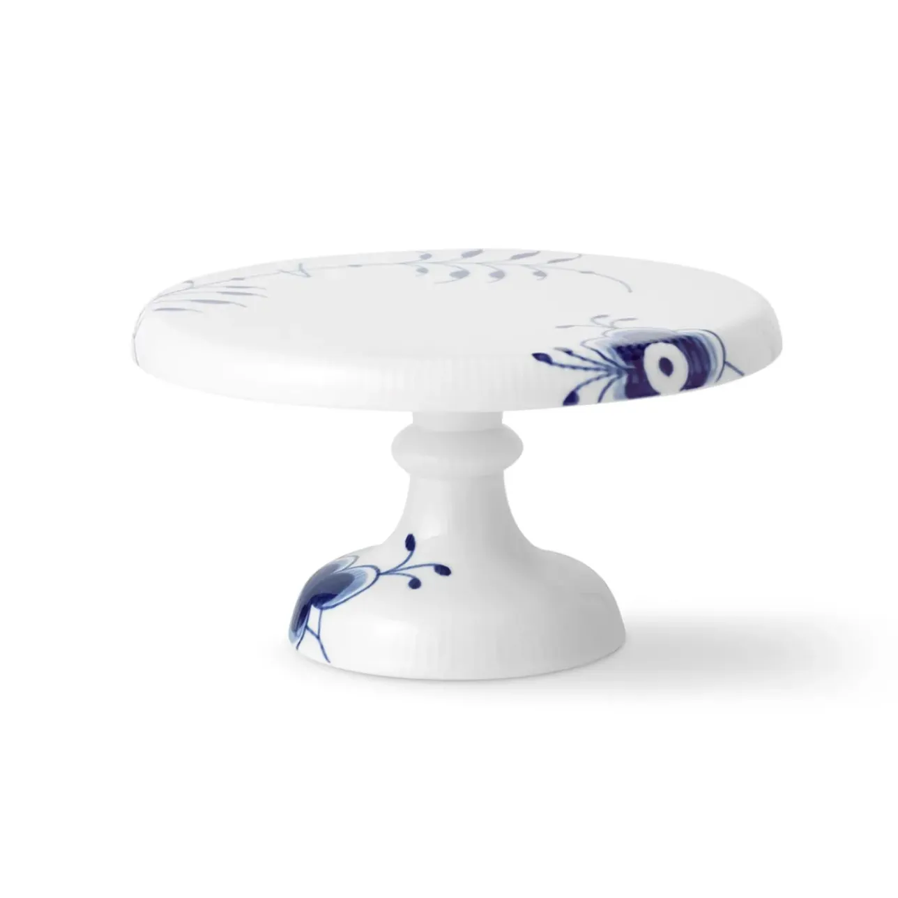 Blå Mega Riflet|Kageopsats*Royal Copenhagen Blå Mega Riflet fad på fod, 23 cm