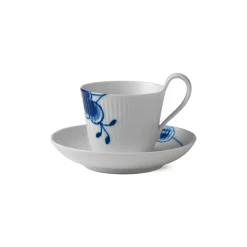 Blå Mega Riflet|Kaffekopper*Royal Copenhagen Blå Mega Riflet højhankskop og underkop, 24 cl
