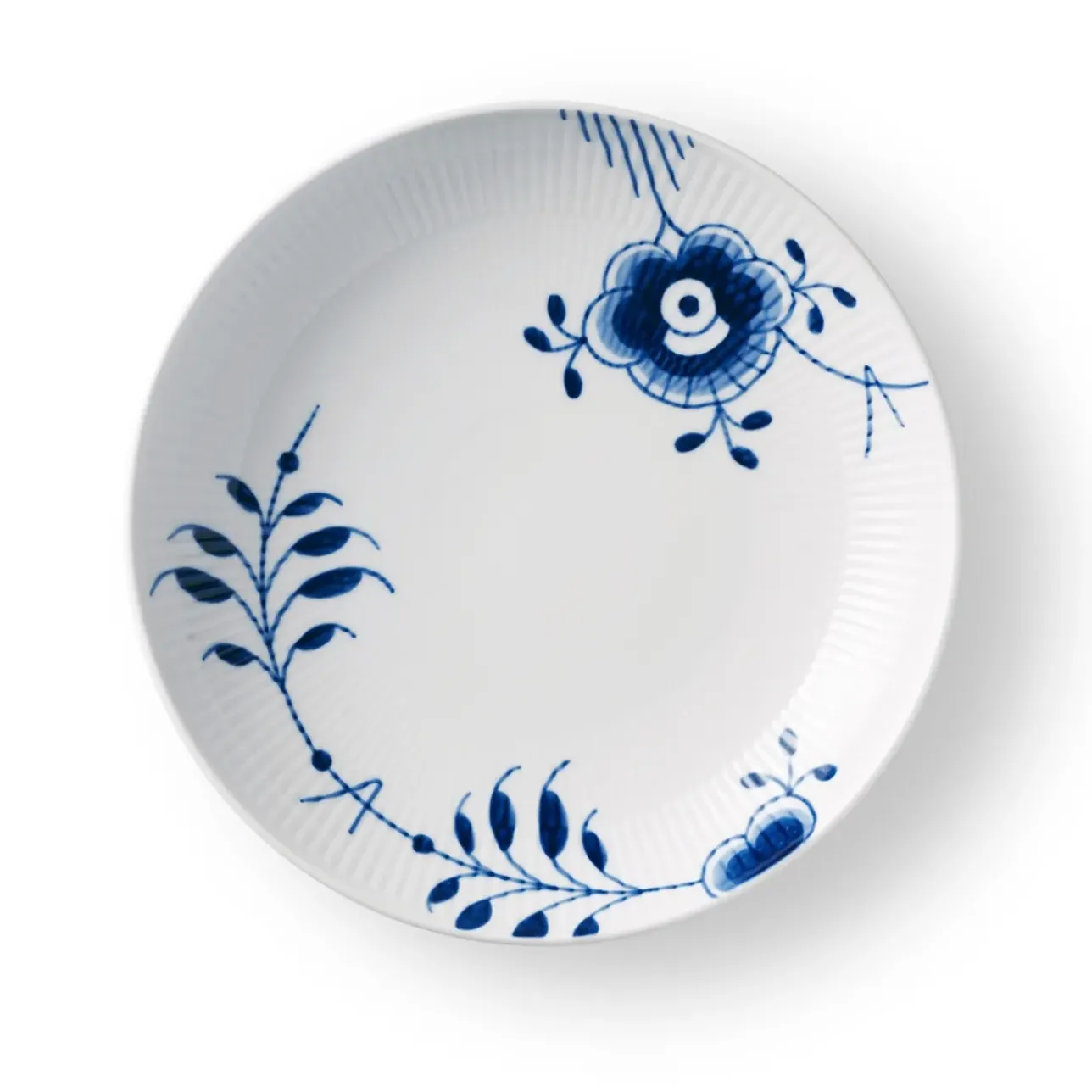 Blå Mega Riflet|Middagstallerkener*Royal Copenhagen Blå Mega Riflet lav skål, 25 cm