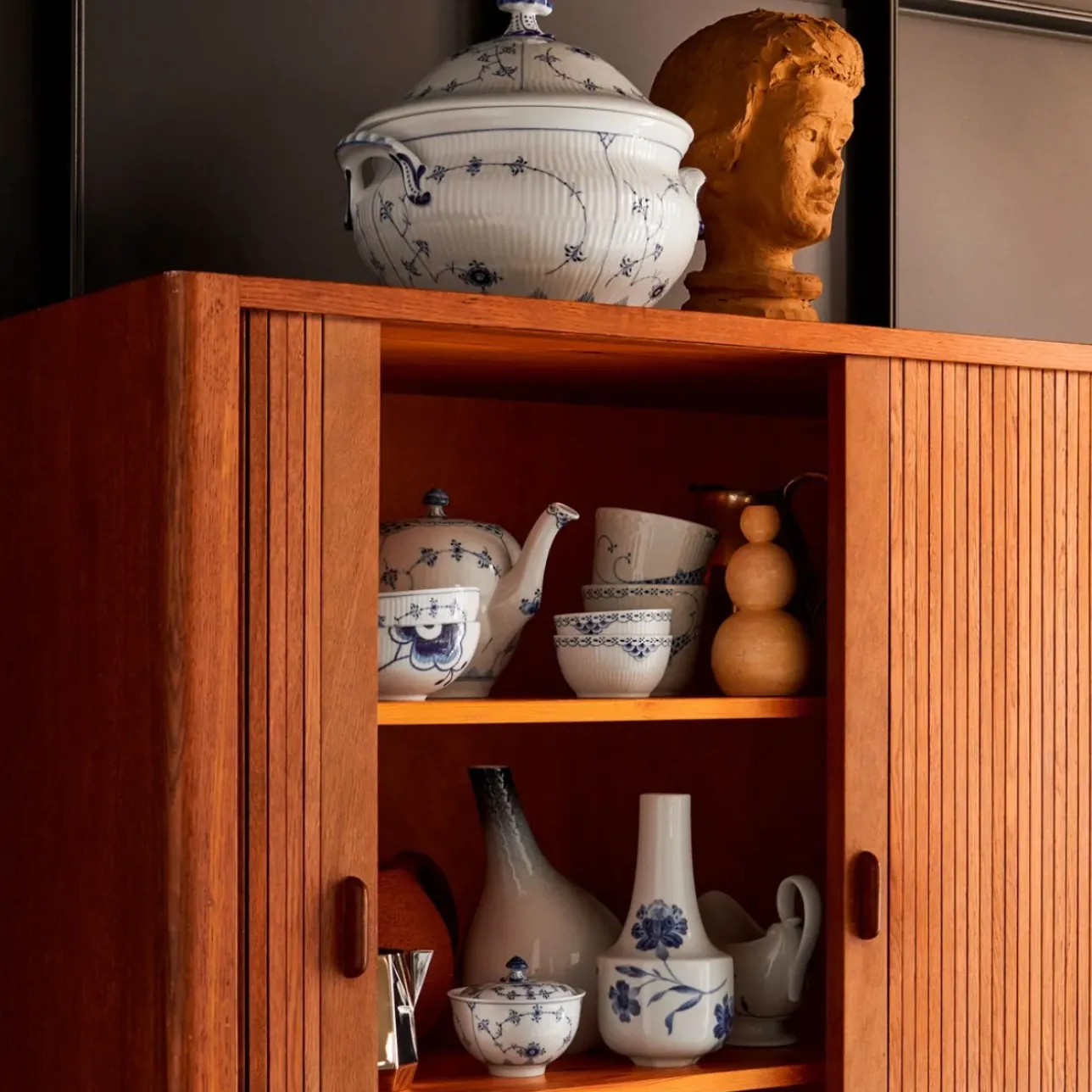 Blå Mega Riflet|Snackskåle*Royal Copenhagen Blå Mega Riflet skål, 9 cl