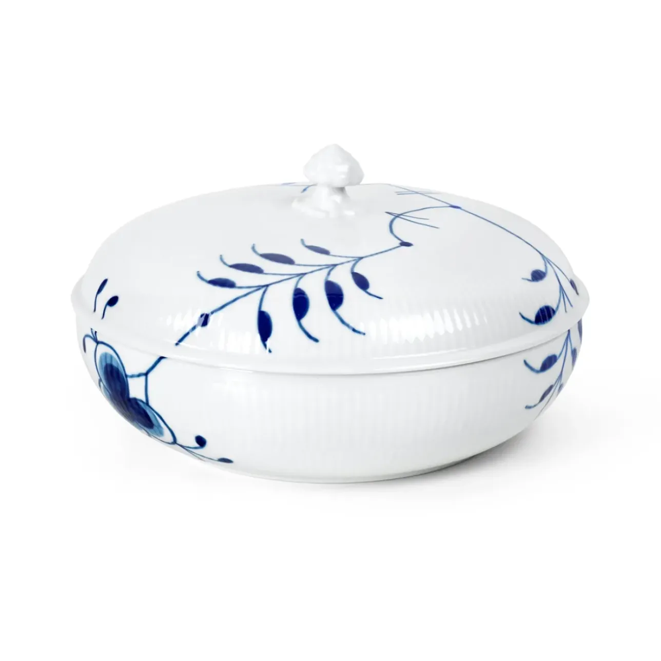 Blå Mega Riflet|Terrin*Royal Copenhagen Blå Mega Riflet skål med låg, 130 cl