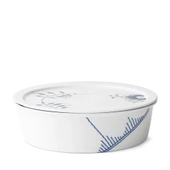 Blå Mega Riflet|Opbevaringskrukker*Royal Copenhagen Blå Mega Riflet skål med låg, 145 cl