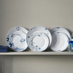 Blå Mega Riflet|Middagstallerkener*Royal Copenhagen Blå Mega Riflet tallerken, dekoration 2, 27 cm, 2 stk.