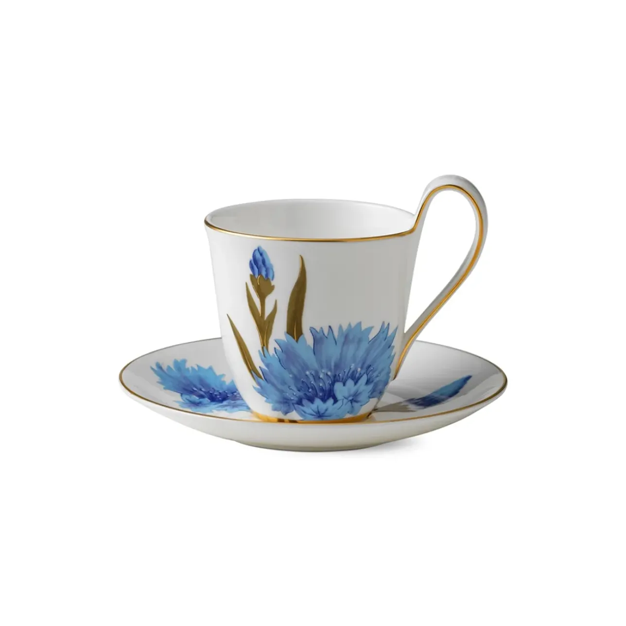 Flora|Kaffekopper*Royal Copenhagen Flora højhankskop og underkop, , 27 cl Kornblomst