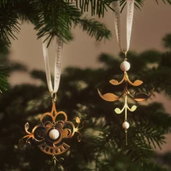 Julepynt*Royal Copenhagen Forgyldt juleornament, , 12 cm Palmette