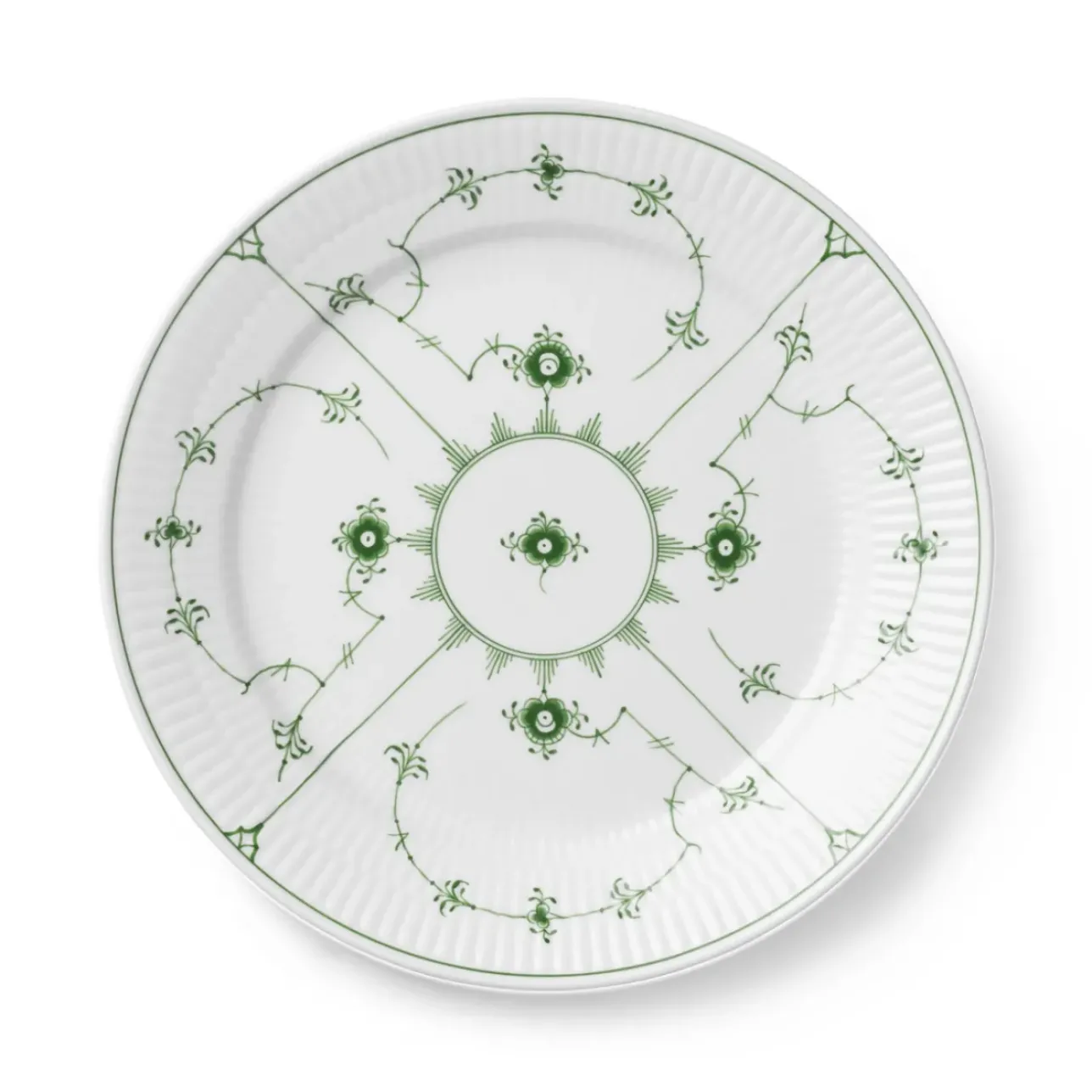 Eksklusive Steldele|Grøn Musselmalet Riflet*Royal Copenhagen Grøn Musselmalet Riflet tallerken, 25 cm
