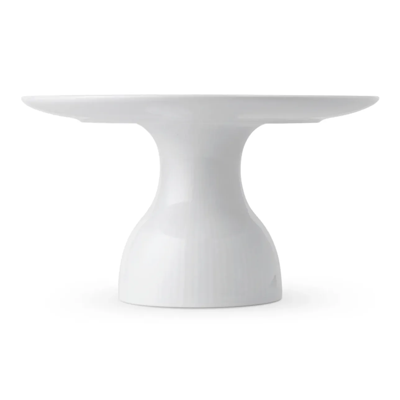 Hvid Riflet|Kageopsats*Royal Copenhagen Hvid Riflet fad på fod, 20 cm