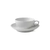 Hvid Halvblonde|Tekopper*Royal Copenhagen Hvid Riflet Halvblonde kop og underkop, 20 cl