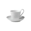 Hvid Riflet|Kaffekopper*Royal Copenhagen Hvid Riflet højhankskop og underkop, 24 cl