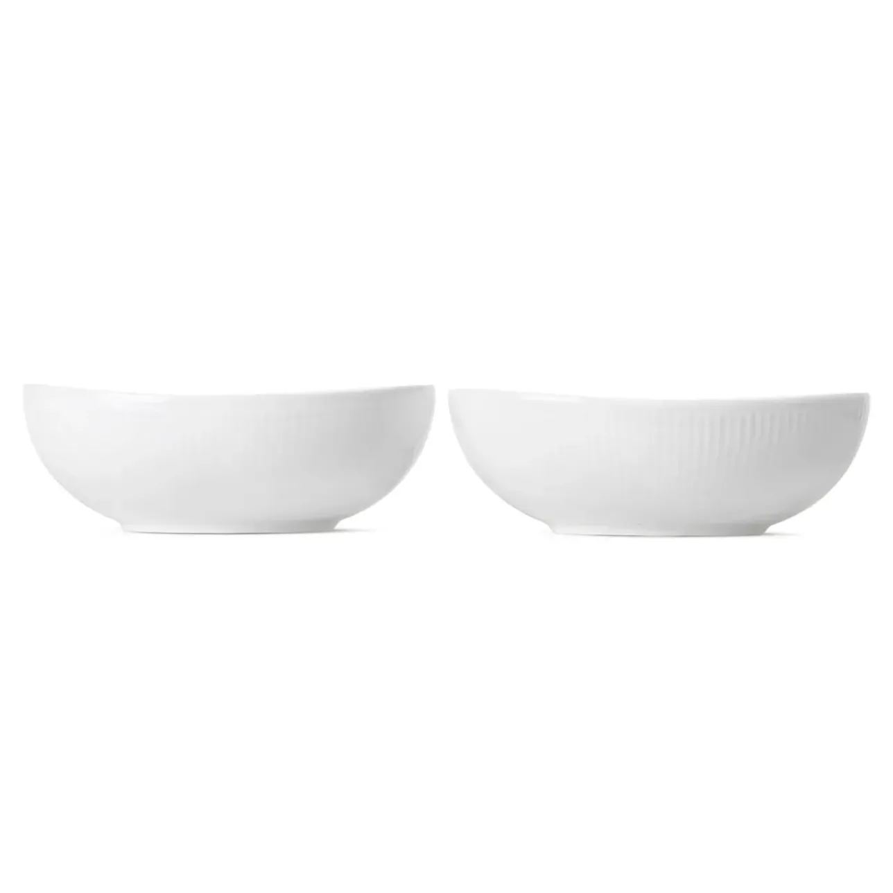 Hvid Riflet|Snackskåle*Royal Copenhagen Hvid Riflet oval skål, 37 cl, 2 stk.