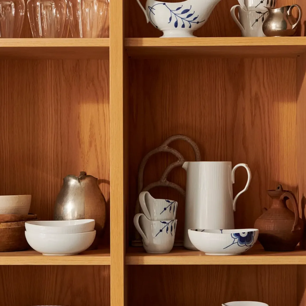 Hvid Riflet|Snackskåle*Royal Copenhagen Hvid Riflet oval skål, 37 cl, 2 stk.