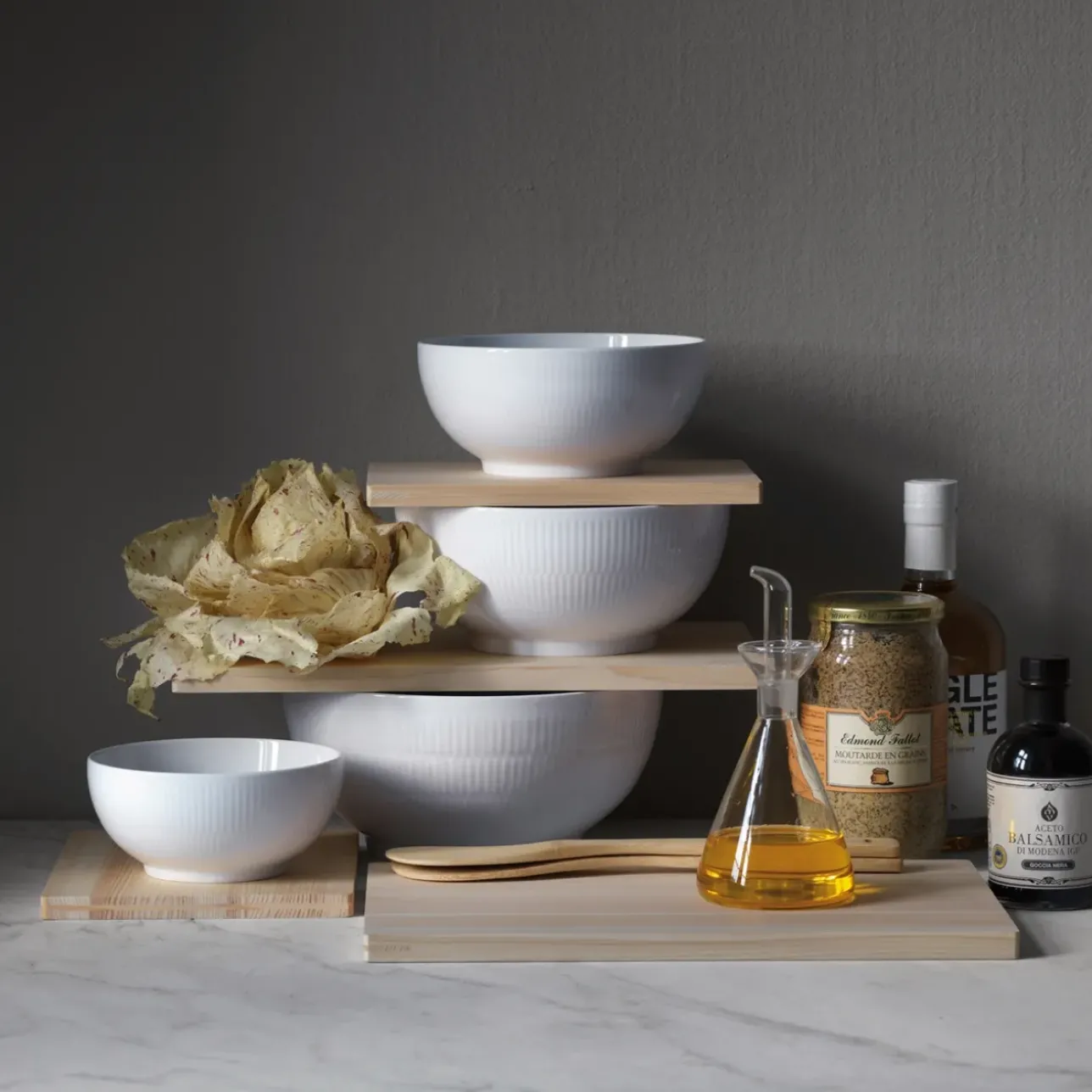 Hvid Riflet|Salatskåle*Royal Copenhagen Hvid Riflet skål, 110 cl