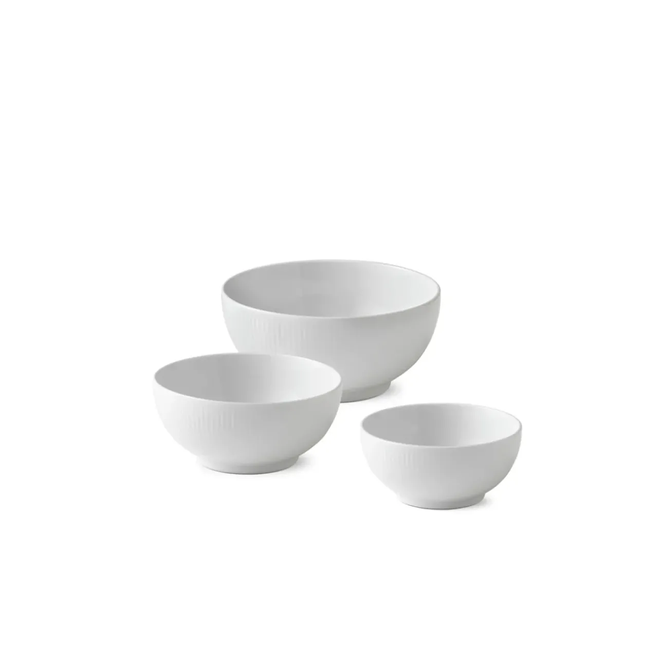 Hvid Riflet*Royal Copenhagen Hvid Riflet skål 47 cl, 73 cl, 110 cl, 3 stk.