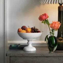 Hvid Riflet|Frugtskåle*Royal Copenhagen skål på høj fod, 80 cl Hvid Riflet