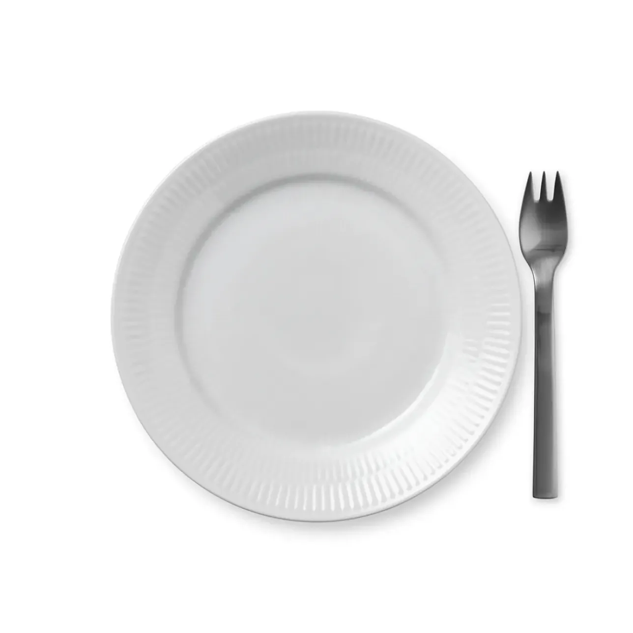 Hvid Riflet|Desserttallerkener*Royal Copenhagen Hvid Riflet tallerken, 19 cm