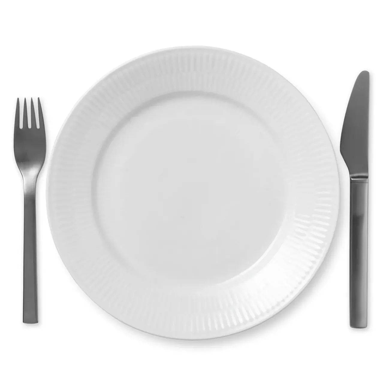 Hvid Riflet|Frokost Tallerkener*Royal Copenhagen Hvid Riflet tallerken, 22 cm