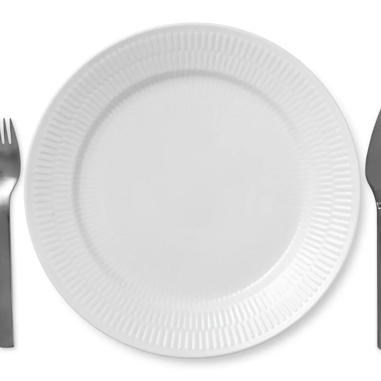 Hvid Riflet|Middagstallerkener*Royal Copenhagen Hvid Riflet tallerken, 27 cm