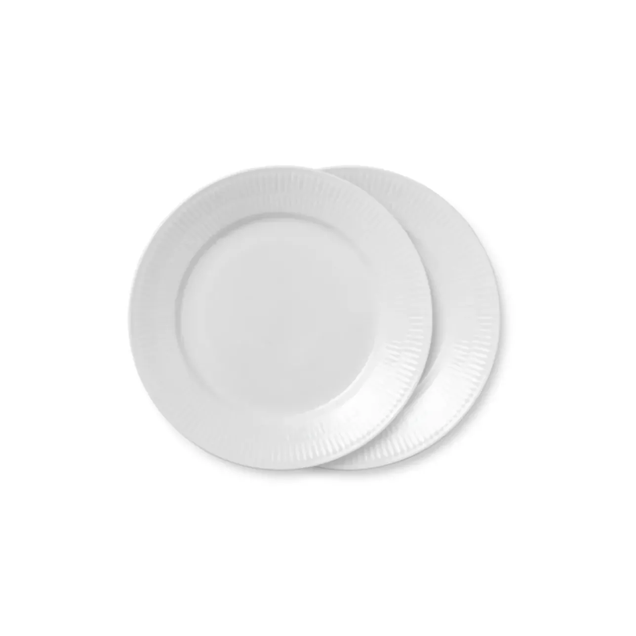 Hvid Riflet|Frokost Tallerkener*Royal Copenhagen Hvid Riflet tallerken, 22 cm, 2 stk.