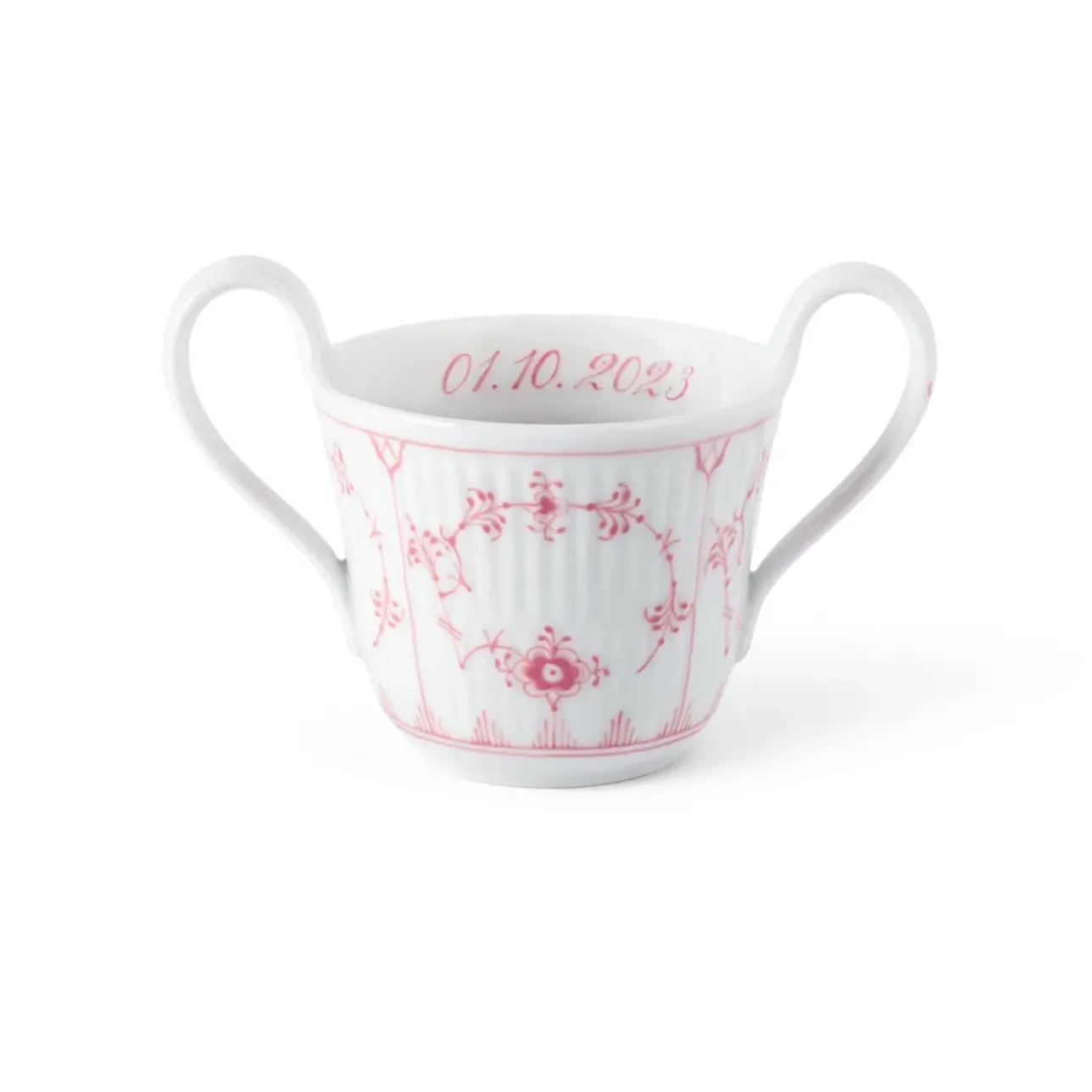 Eksklusive Steldele|Koral Musselmalet Riflet*Royal Copenhagen babykop, Bespoke, 13 cl Koral Musselmalet Riflet