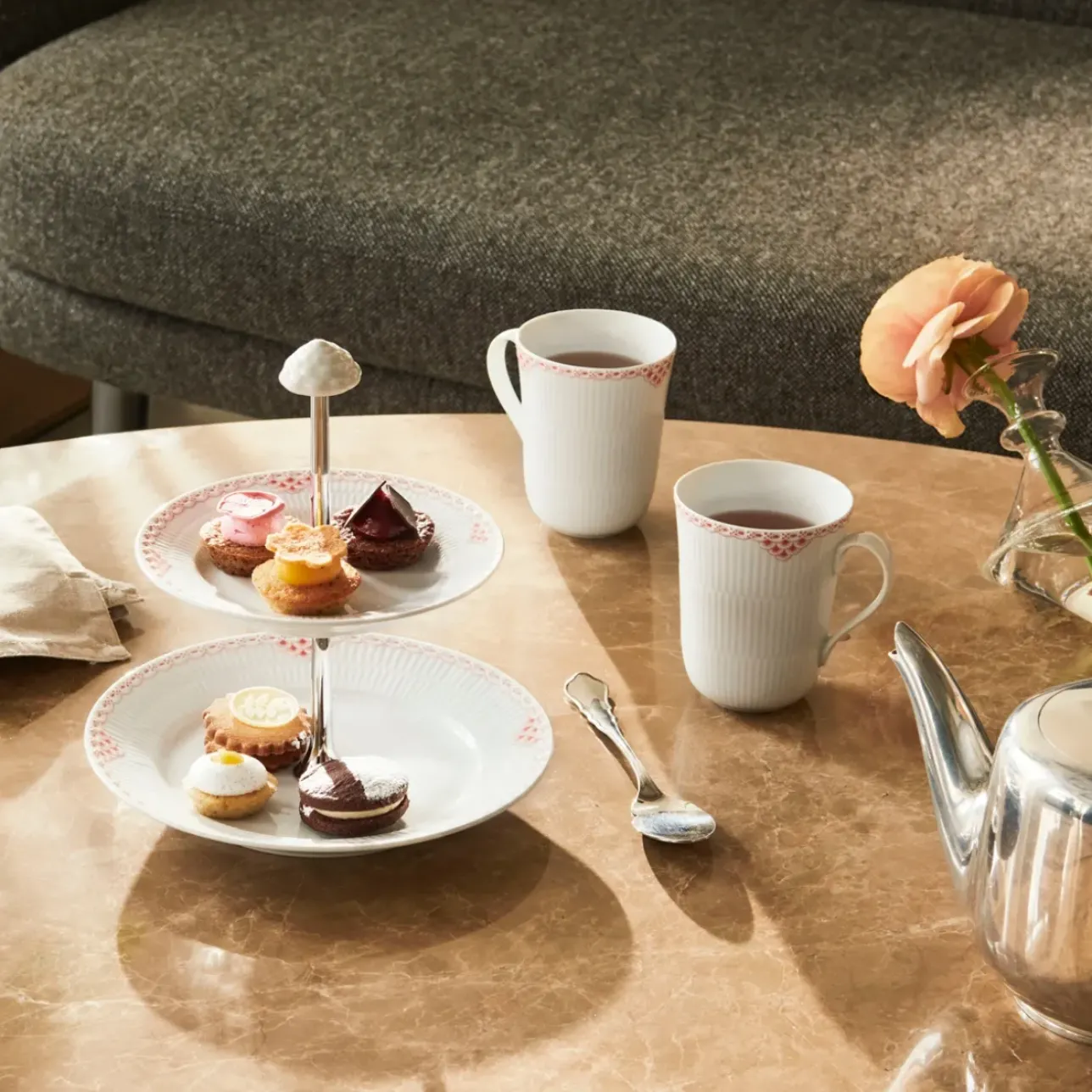 Koral Riflet Blonde|Étagères*Royal Copenhagen Koral Riflet Blonde étagère, 2 lag