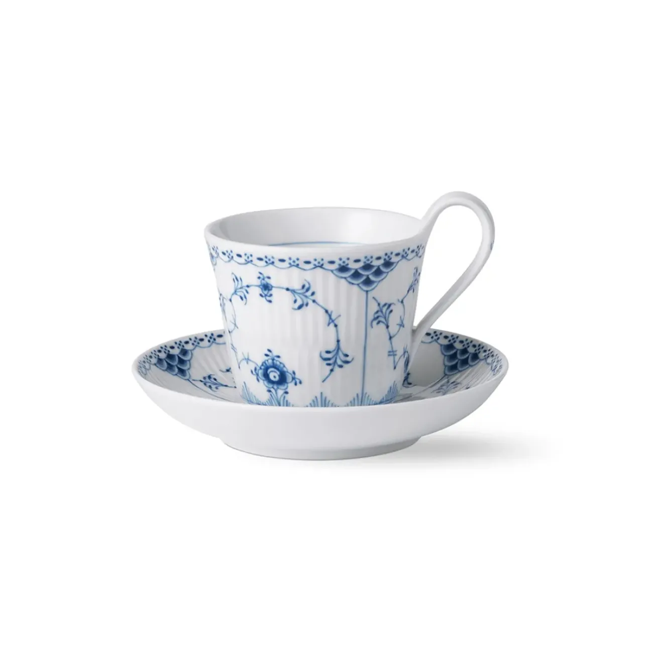 Musselmalet Halvblonde|Kaffekopper*Royal Copenhagen Musselmalet Halvblonde højhankskop og underkop, 24 cl