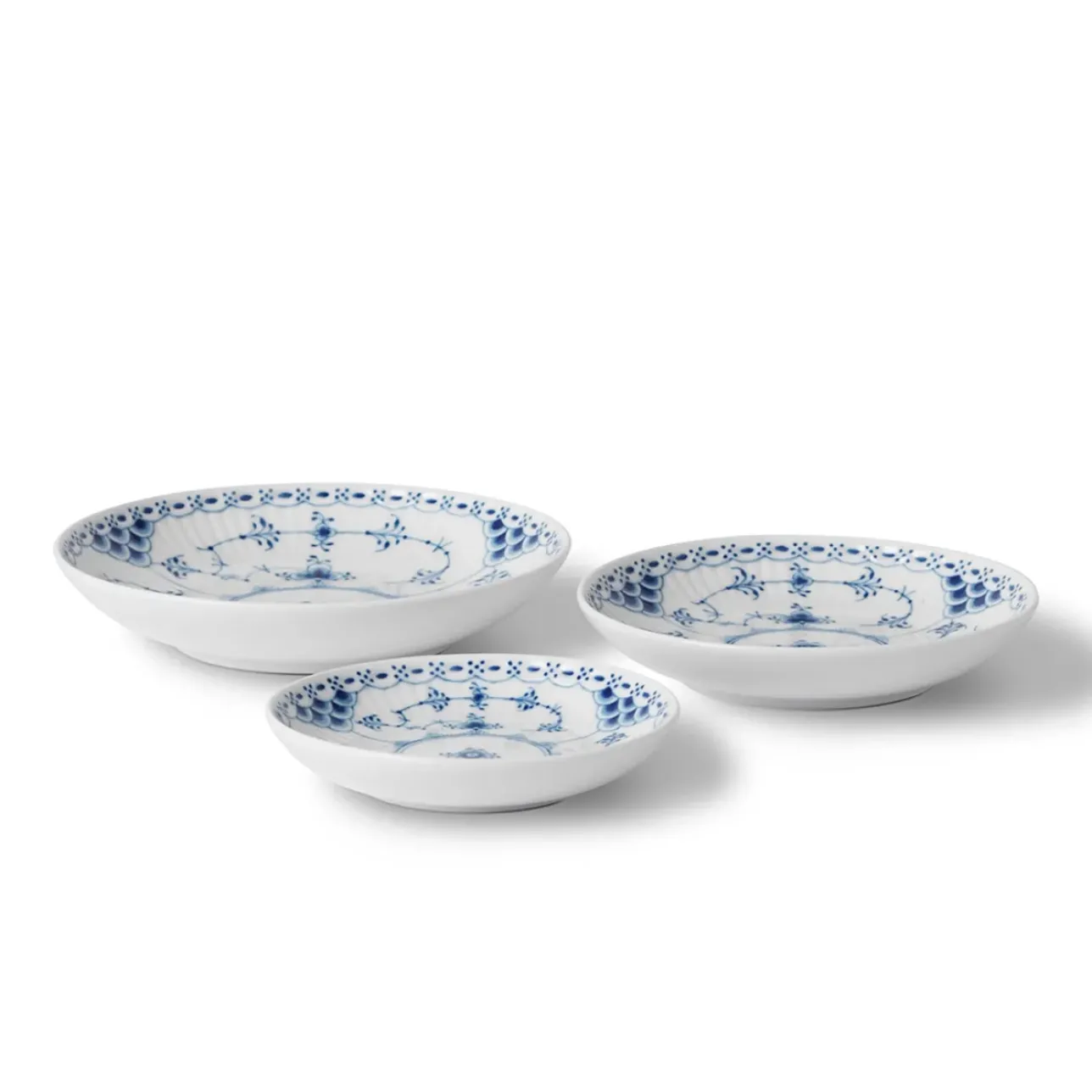 Musselmalet Halvblonde*Royal Copenhagen Musselmalet Halvblonde skål, 11 cm, 13 cm, 15 cm, 3 stk.