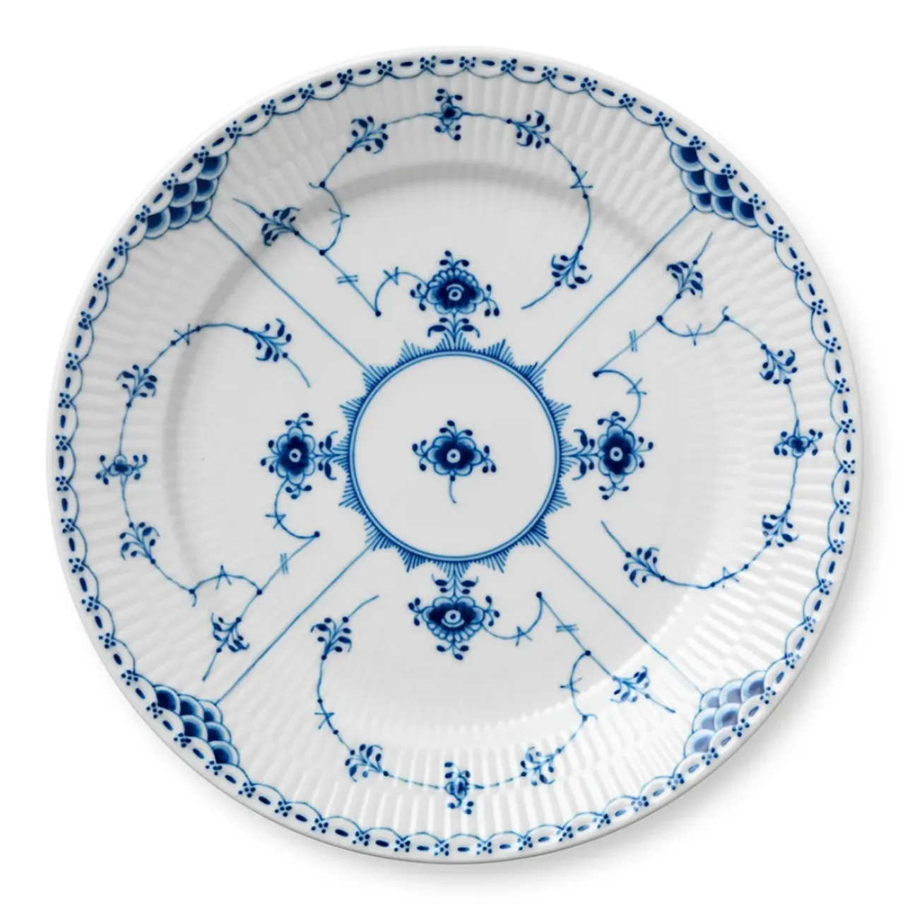 Musselmalet Halvblonde|Middagstallerkener*Royal Copenhagen Musselmalet Halvblonde tallerken, 27 cm