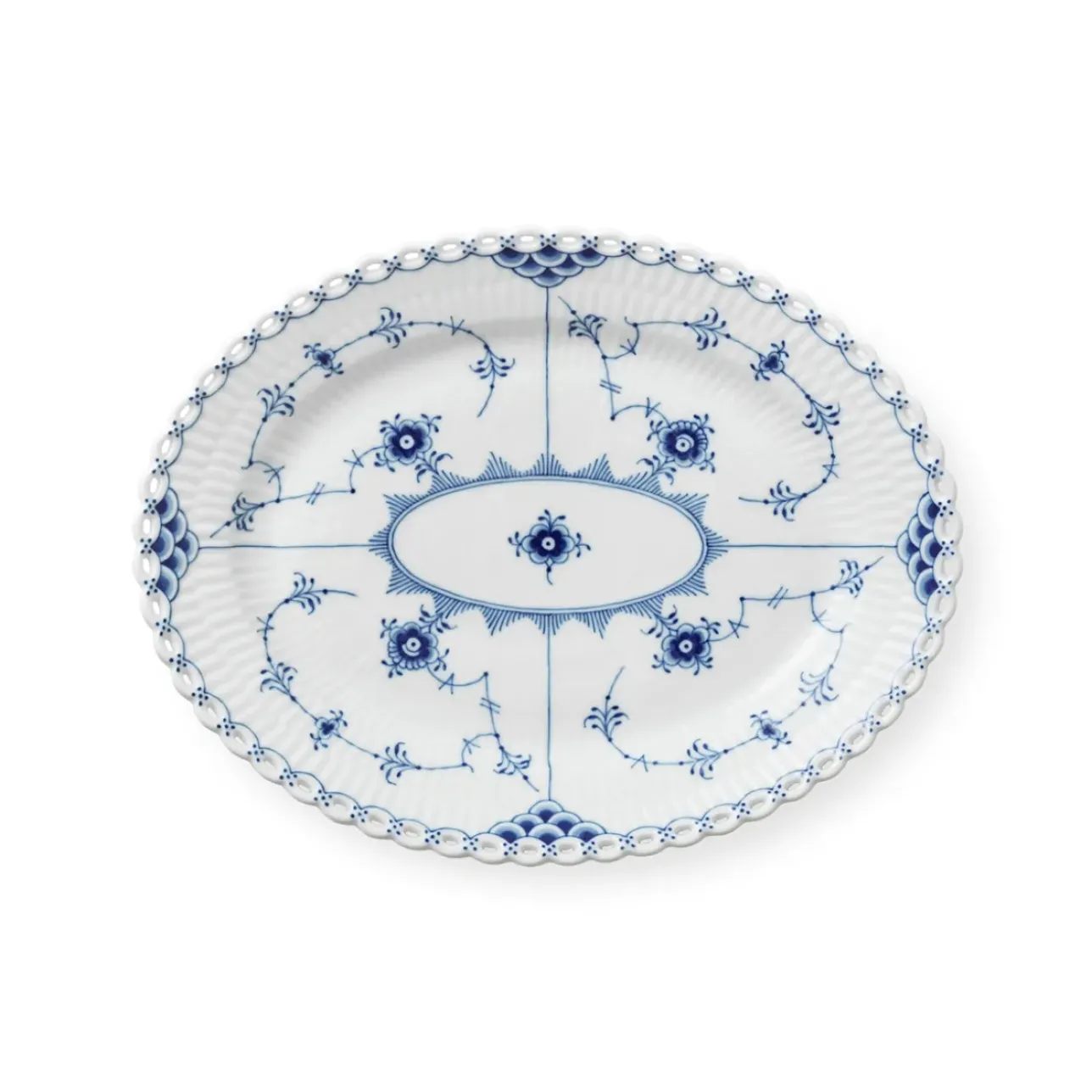 Eksklusive Steldele|Musselmalet Helblonde*Royal Copenhagen Musselmalet Helblonde fad, 25 cm