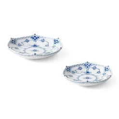 Eksklusive Steldele|Musselmalet Helblonde*Royal Copenhagen Musselmalet Helblonde lav skål, 13 cm, 15 cm, 2 stk.