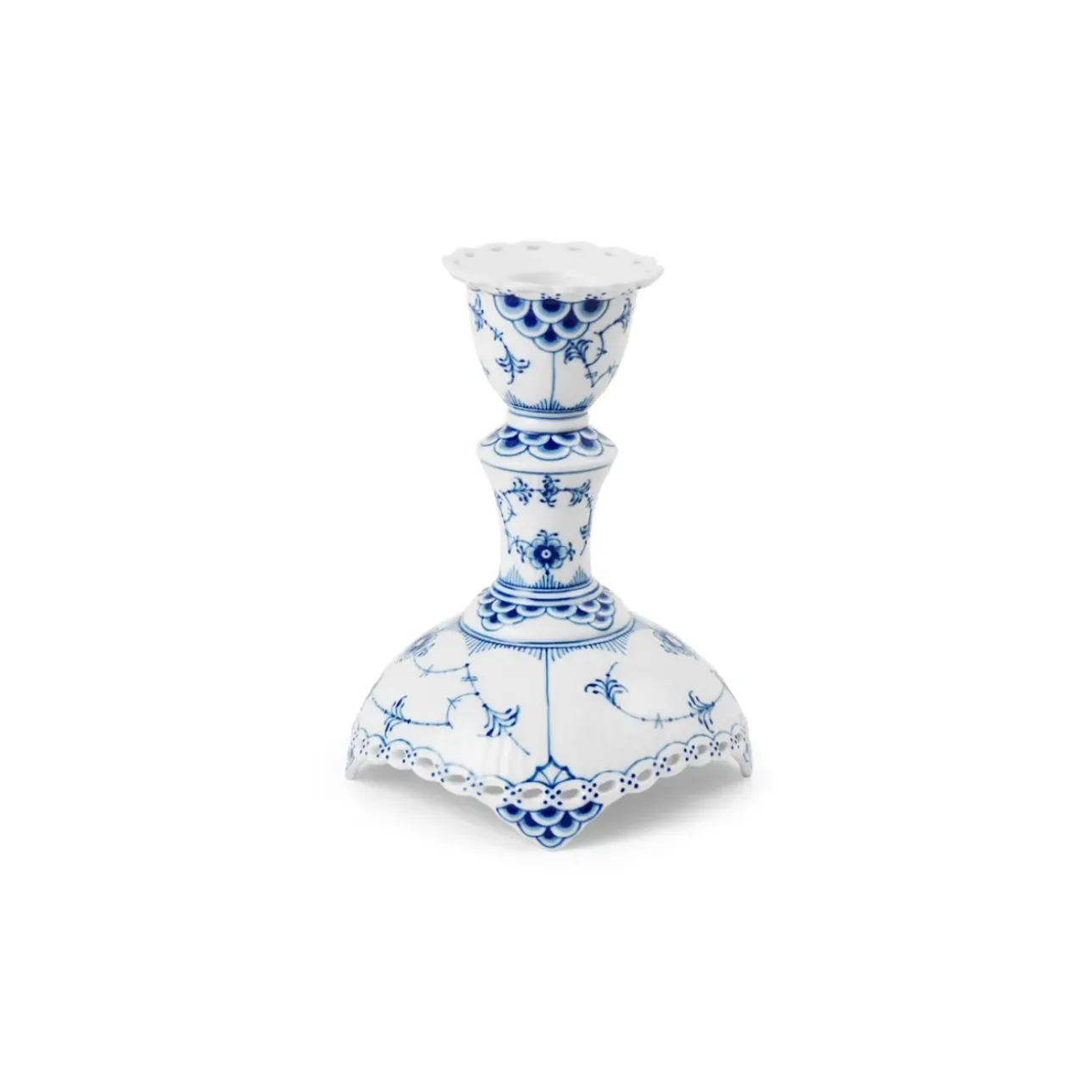 Eksklusive Steldele|Musselmalet Helblonde*Royal Copenhagen Musselmalet Helblonde lysestage, 13,5 cm