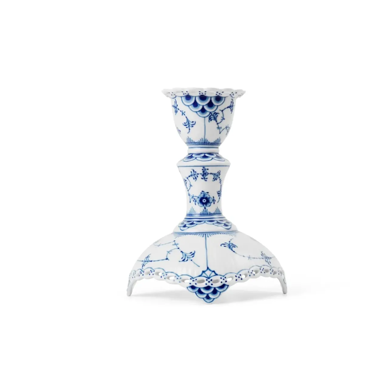 Eksklusive Steldele|Musselmalet Helblonde*Royal Copenhagen Musselmalet Helblonde lysestage, 13,5 cm
