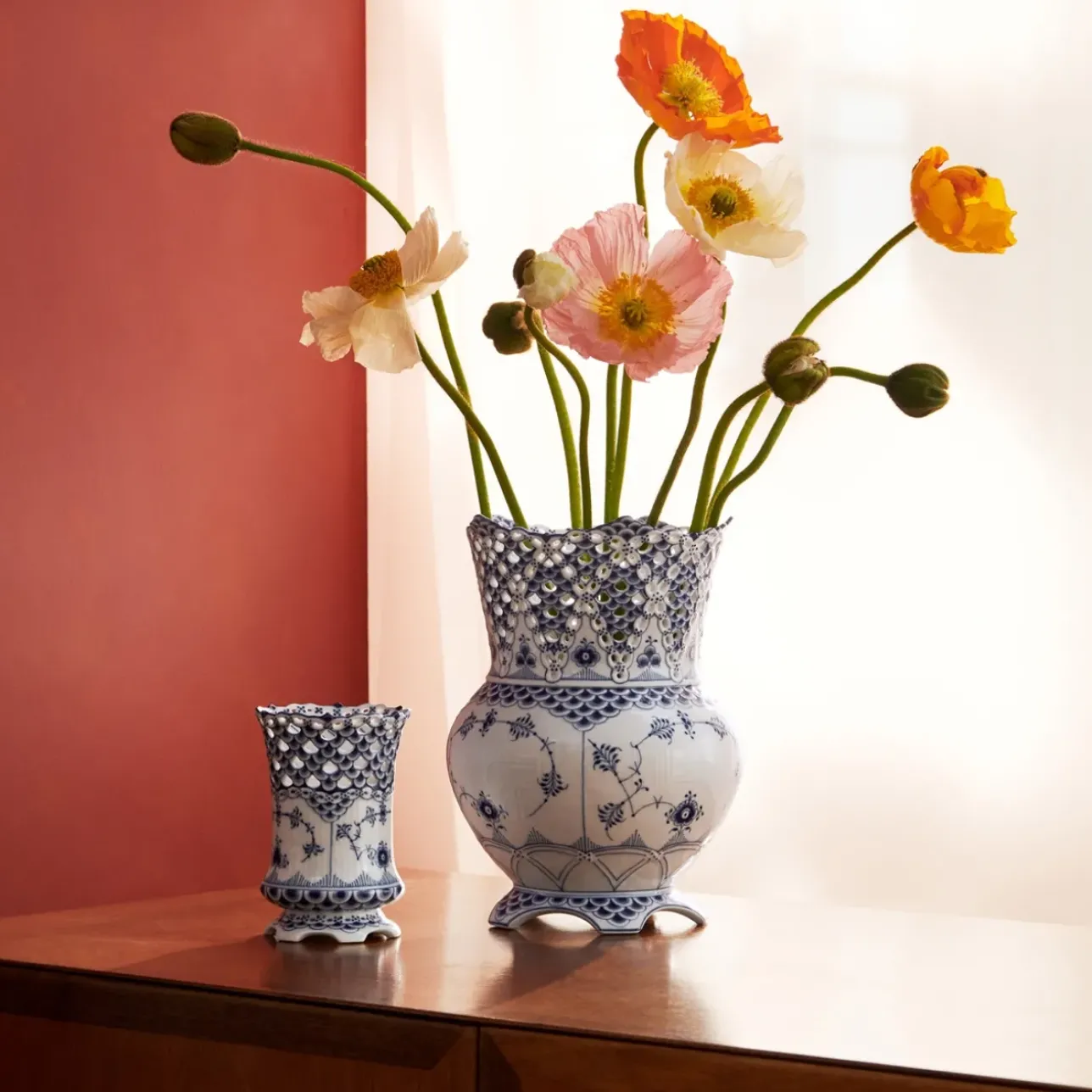 Eksklusive Steldele|Musselmalet Helblonde*Royal Copenhagen Musselmalet Helblonde vase, 11 cm