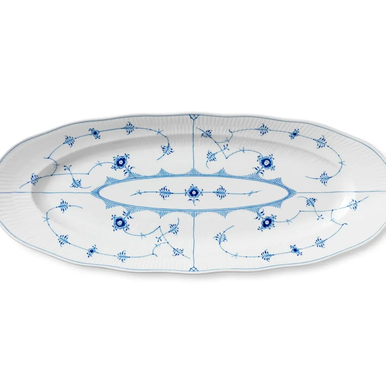 Eksklusive Steldele|Musselmalet Riflet*Royal Copenhagen Musselmalet Riflet fad, 60 cm