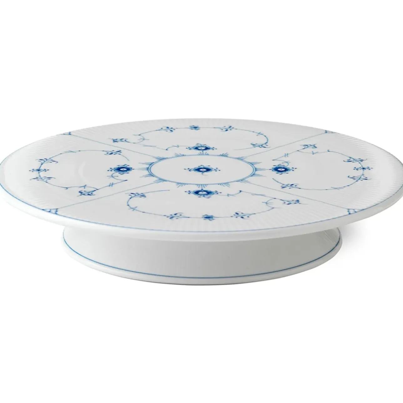 Eksklusive Steldele|Musselmalet Riflet*Royal Copenhagen Musselmalet Riflet fad på fod, 32 cm