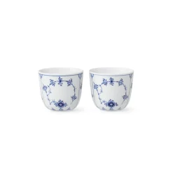 Eksklusive Steldele|Musselmalet Riflet*Royal Copenhagen Musselmalet Riflet fyrfadsstager, 6 cm, 2 stk.