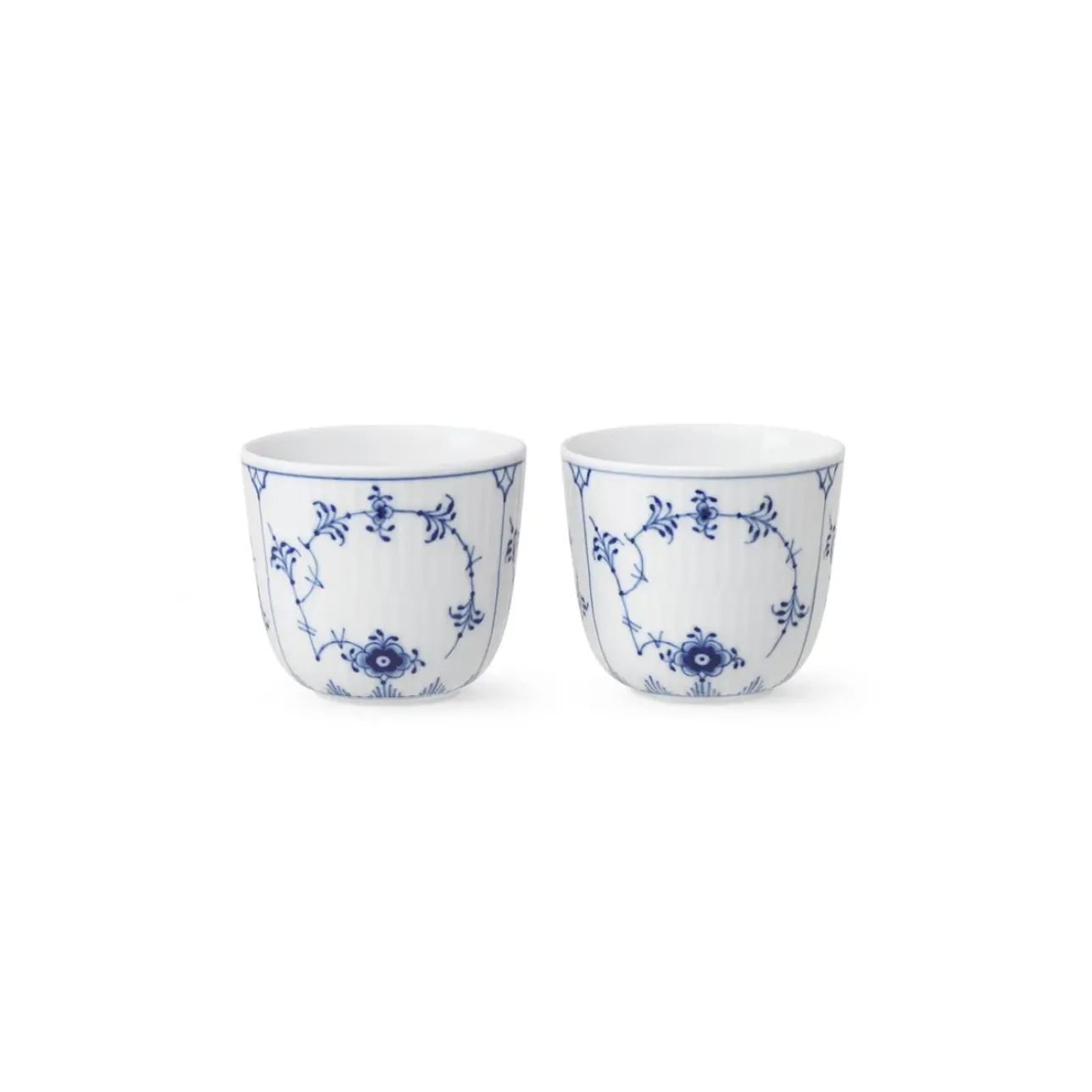 Eksklusive Steldele|Musselmalet Riflet*Royal Copenhagen Musselmalet Riflet fyrfadsstager, 6 cm, 2 stk.
