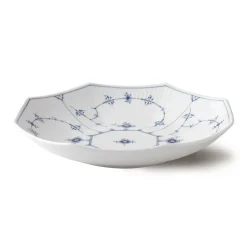 Eksklusive Steldele|Musselmalet Riflet*Royal Copenhagen Musselmalet Riflet ottekantet skål, 25 cm