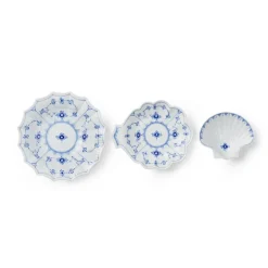 Eksklusive Steldele|Musselmalet Riflet*Royal Copenhagen Musselmalet Riflet serveringssæt, 17,5 cm, 15,5 cm, 10,5 cm, 3 stk.