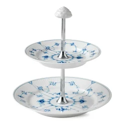 Eksklusive Steldele|Musselmalet Riflet*Royal Copenhagen Musselmalet Riflet étagère, 2 lag