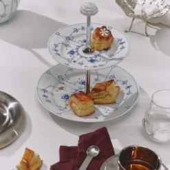 Eksklusive Steldele|Musselmalet Riflet*Royal Copenhagen Musselmalet Riflet étagère, 2 lag