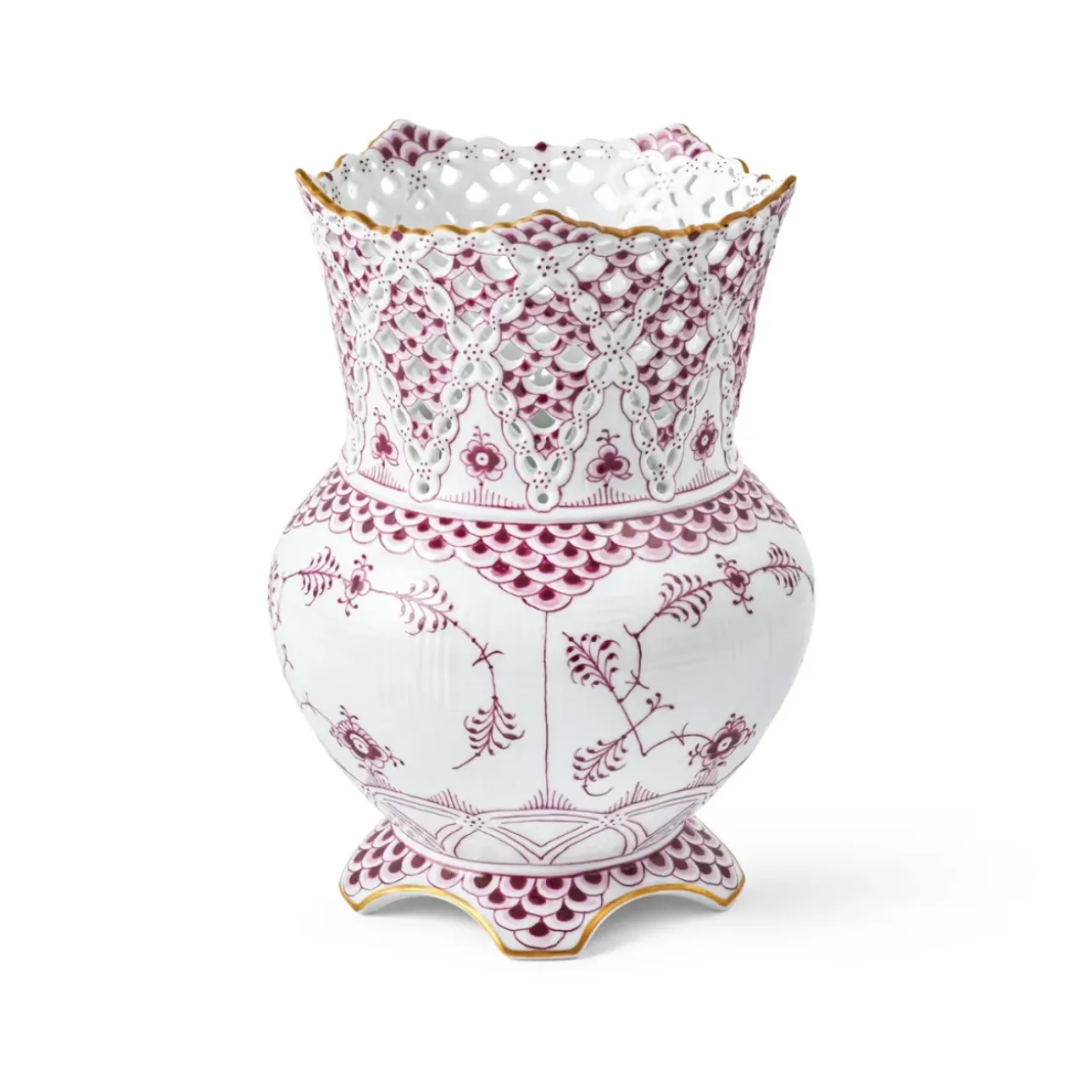 Eksklusive Steldele|Purpur Musselmalet Helblonde Med Guld*Royal Copenhagen Purpur Musselmalet Helblonde med Guld vase, Limited Edition, 22 cm