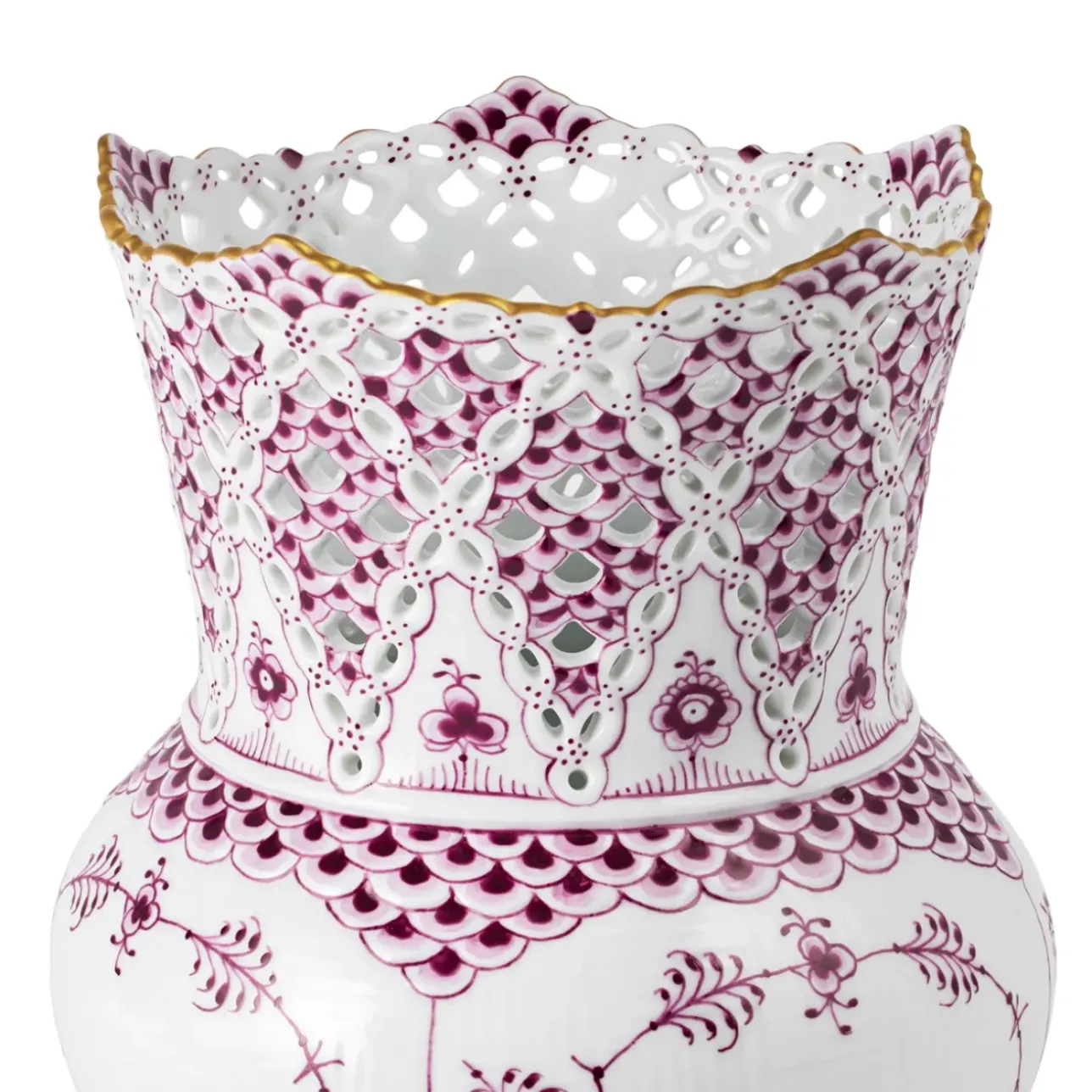 Eksklusive Steldele|Purpur Musselmalet Helblonde Med Guld*Royal Copenhagen Purpur Musselmalet Helblonde med Guld vase, Limited Edition, 22 cm