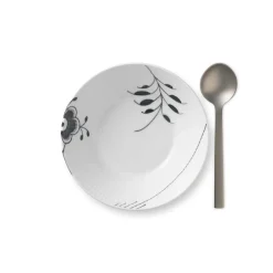 Sort Mega Riflet|Dybe Tallerkener*Royal Copenhagen Sort Mega Riflet dyb tallerken, 17 cm