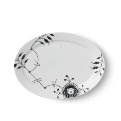 Sort Mega Riflet|Ovale Tallerkener*Royal Copenhagen Sort Mega Riflet fad, 28 cm