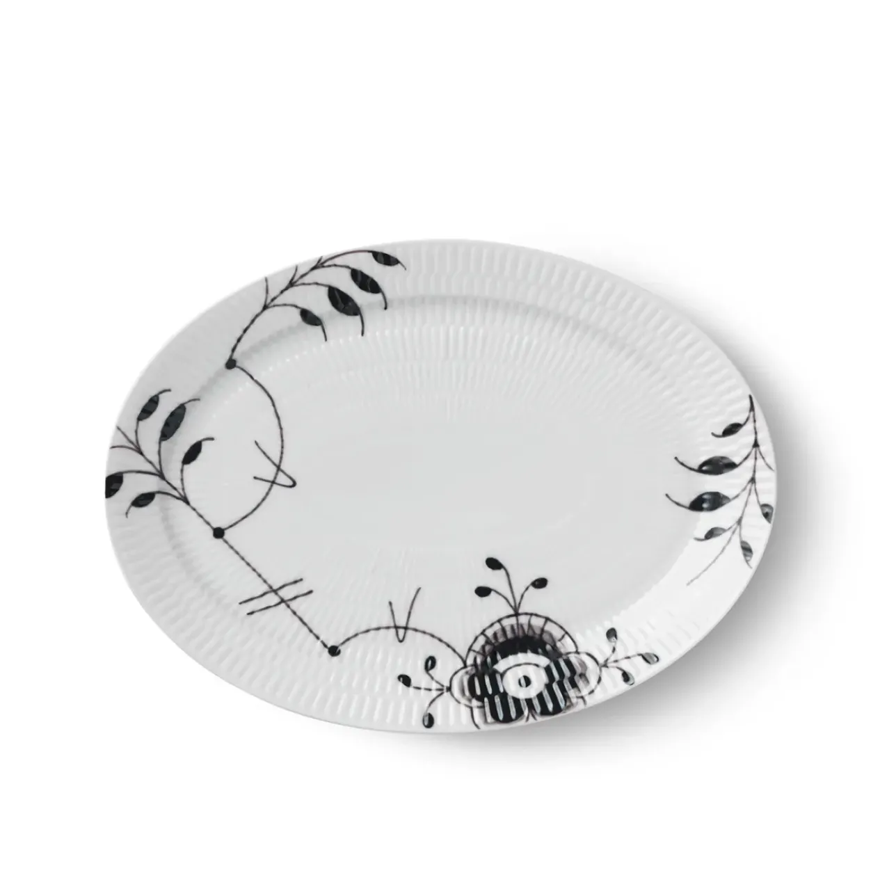 Sort Mega Riflet|Ovale Tallerkener*Royal Copenhagen Sort Mega Riflet fad, 28 cm