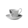 Sort Mega Riflet|Kaffekopper*Royal Copenhagen Sort Mega Riflet højhankskop og underkop, 24 cl