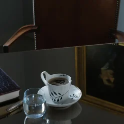 Sort Mega Riflet|Kaffekopper*Royal Copenhagen Sort Mega Riflet højhankskop og underkop, 24 cl
