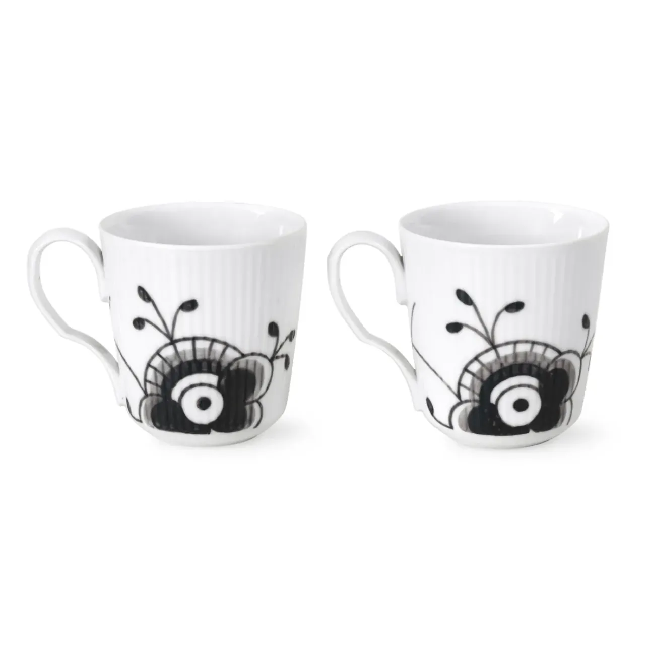 Sort Mega Riflet|Kaffekopper*Royal Copenhagen Sort mega Riflet kop, 28 cl, 2 stk.