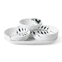 Sort Mega Riflet|Snackskåle*Royal Copenhagen serveringssæt, 24,5 cm, 4 stk. Sort Mega Riflet