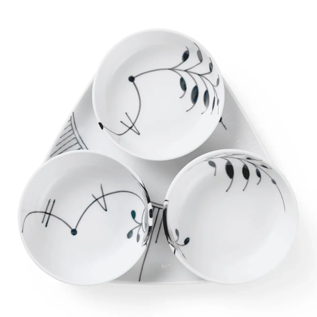 Sort Mega Riflet|Snackskåle*Royal Copenhagen serveringssæt, 24,5 cm, 4 stk. Sort Mega Riflet